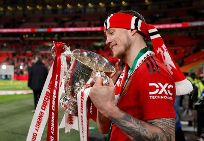 Wout Weghorst reacts to finally winning a trophy