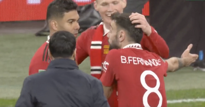 Roy Keane responds to Bruno Fernandes and Casemiro 'argument' during Manchester United celebrations