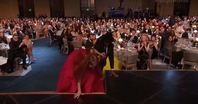 Jessica Chastain suffers awkward fall at the SAG Awards after heel is caught in dress
