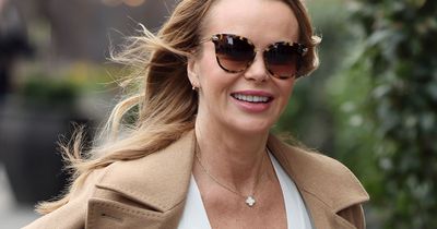 Amanda Holden goes braless in white cardigan as she leaves Heart radio show