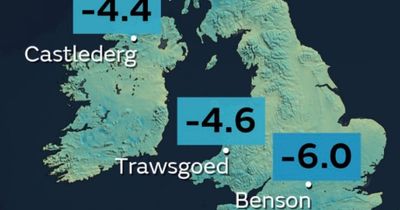 Met Office maps UK's coldest spots as deep freeze night sends mercury into -8.5C freefall