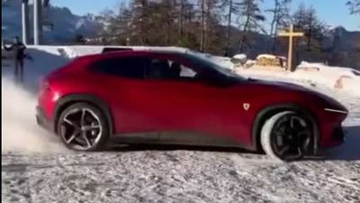 Watch Ferrari Purosangue Do Donuts In The Snow