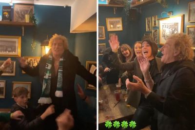 Rod Stewart spotted celebrating Celtic victory at Glasgow pub