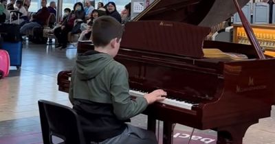 Edinburgh schoolboy in tracksuit astounds crowd when he takes seat at airport piano