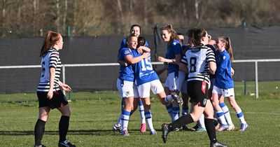 St Johnstone WFC's Rebecca McMillan savours winning goal celebrations against Queen's Park