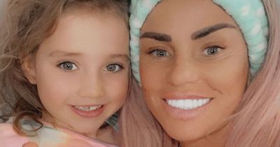 Katie Price unveils Bunny, 8, knee-length hair extensions after extreme braid makeover