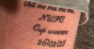 Newcastle United fan has four inch cup winners tattoo - three days before Wembley defeat