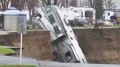 See Motorhome Fall Into River Amid Catastrophic California Storms