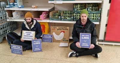 Protestors in Nottingham Sainsburys' store stage sit-in on egg aisle