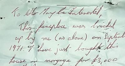 Couple find 50-year-old note in fireplace left by owner who paid just £3k for the house
