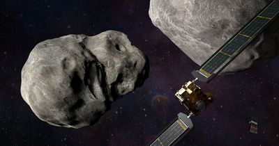 Moment NASA spacecraft is smashed by asteroid at 13,000mph sending rocks into outer space