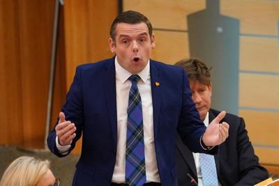 Douglas Ross caught saying 'f***'s sake' as FMQs suspended due to protest