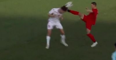 Player sent off for horror tackle after just FIVE seconds but teammates bail him out