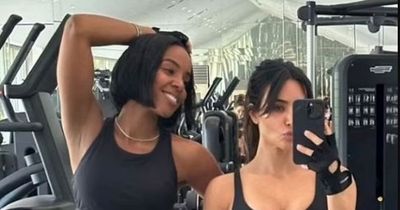 Kim Kardashian, 42, shows off her abs as she trains with friend Kelly Rowland