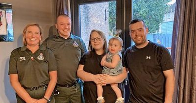 Perth toddler who suffered hour-long seizure reunites with paramedics who rushed her to hospital