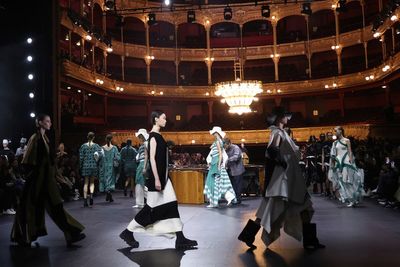 Loewe mixes fashion with giant confetti cubes at Paris show
