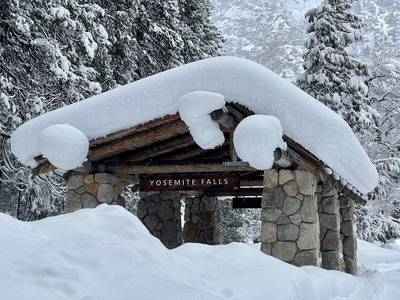 Yosemite National Park, blanketed by snow, is closed temporarily