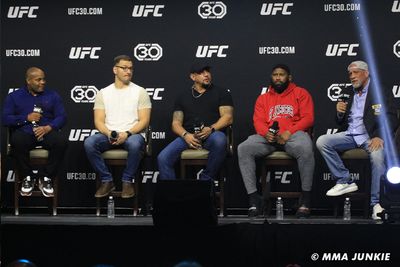 UFC heavyweight fighter panel including Daniel Cormier, Stipe Miocic predicts UFC 285’s Jon Jones vs. Ciryl Gane