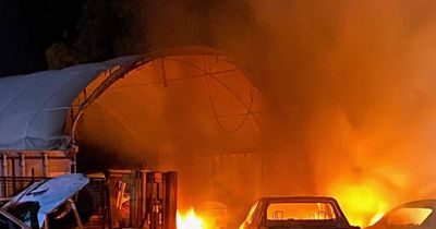 Fire destroys cars in smash repair yard