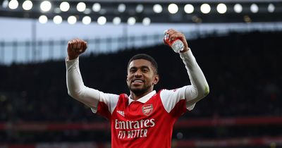 The Arsenal player Reiss Nelson ran to at full time as Emirates hosts greatest ever day