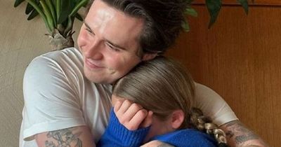 Harper Beckham in tears as she's reunited with eldest brother Brooklyn as family celebrate his birthday