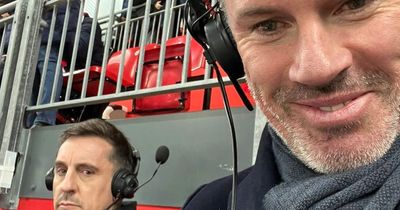 Jamie Carragher shares Gary Neville's live reaction as Liverpool dismantle Man Utd