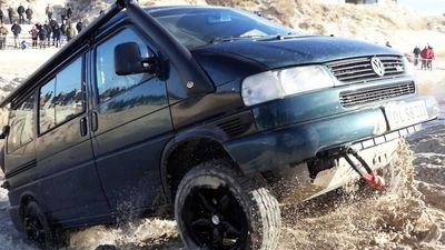 Watch A 1999 VW Transporter Play In The Sand And Water At Lokken Beach