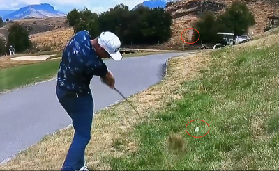 A golfer inadvertently hit 2 balls trying to get himself out of a thick rough in a puzzling sequence
