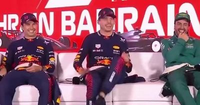 Max Verstappen in stitches as Sergio Perez repeats Christian Horner’s Aston Martin joke