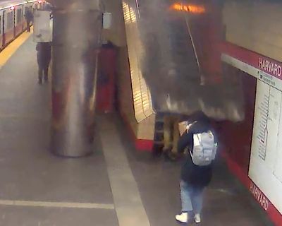 Falling ceiling panel narrowly misses rider at subway stop