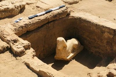 Smiley, dimpled sphinx unearthed in Egypt