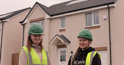 Students become housebuilder's first female bricklayer apprentices