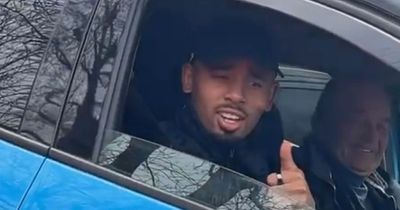 Jorginho in stitches after catching Arsenal teammate Gabriel Jesus on his driving lesson