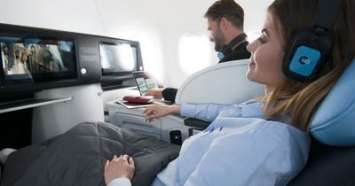 Inside the airline which is entirely Business Class and provides meditation sessions