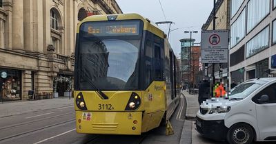 Metrolink line blocked after crash between tram and van in city centre