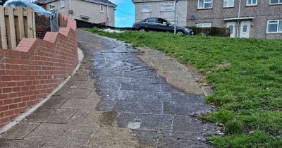 The water leak that's taken 18 months to be fixed in Llanelli leaving residents slipping and sliding on ice