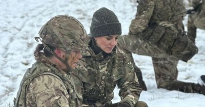 Kate Middleton ditches heels and dons camouflage as she joins Army for battlefield drills