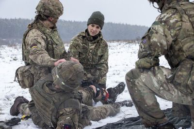 Kate takes part in casualty drill amid snow and freezing temperatures