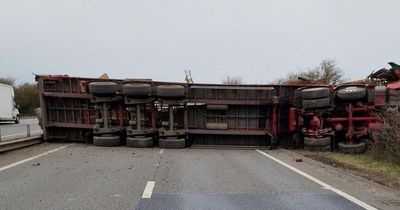 A1 to be closed for several hours after lorry overturned