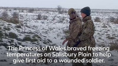 Princess of Wales braves freezing weather to take part in Salisbury Plain casualty drill