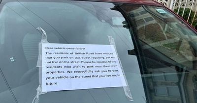 'Sinister notes' on car windscreens amid parking war on busy street