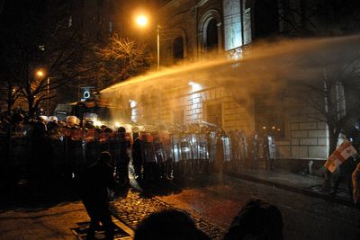 Georgian police disperse crowd protesting foreign agent law