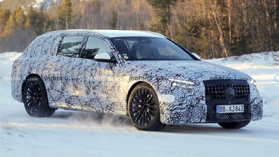 Next-Gen Mercedes-AMG E53 Wagon Spied Covered In Camouflage And Snow