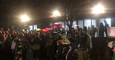 More than 100 people protest at International Women's Day event at Swansea University