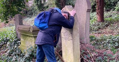 Moment Edinburgh man is overcome with emotion at finding relative's long-lost grave