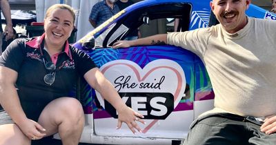 'Marry me': Merewether couple race into city's hearts at Supercars track