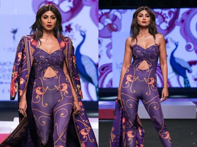 At 47, Shilpa Shetty flaunts her svelte figure in a catsuit on the ramp