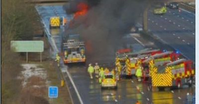 M1 emergency works after '113 tonne crane fire' as closure remains between J30 and J31