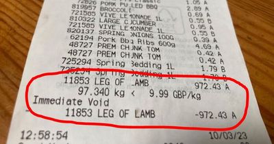 Stunned Aldi shopper finds £1,000 leg of lamb added to her bill