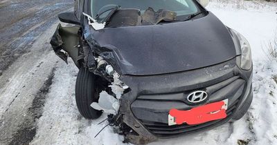 Scots woman's lucky escape as motor left wrecked after 'scary' crash on icy road